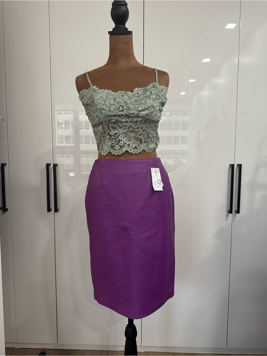 Little New York Collection Dresses & Skirts - Vintage Little New York Collection Purple Genuine Leather Knee Length Skirt